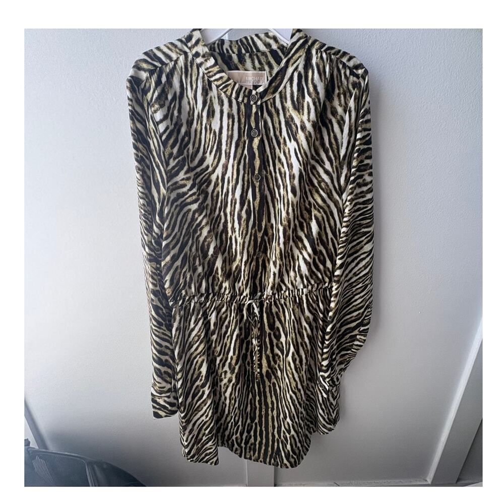 NWT Michael Kors print shirt dress with drawstring waist Size 4